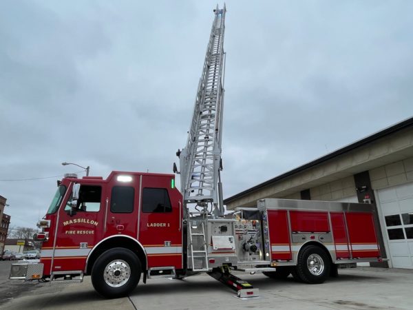 fire truck extended ladder at FS1
