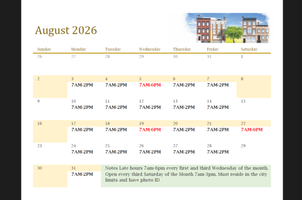 August Yard Waste Calander August Yard Waste Calander