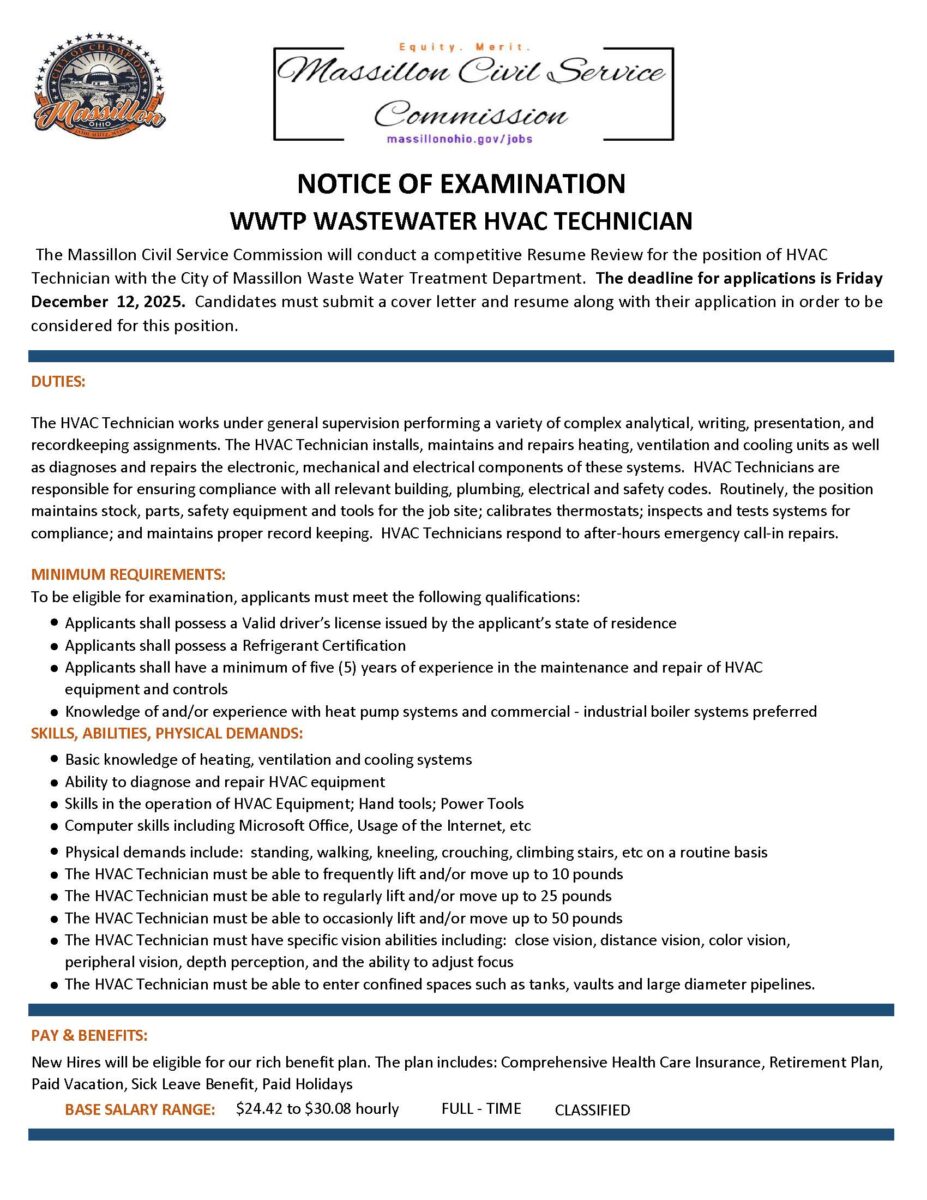 WWTP HVAC EXAM NOTICE november 2025 Page 1